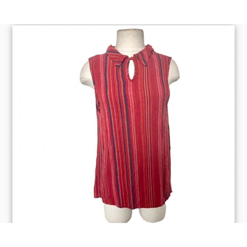 Monteau red sleeveless striped top